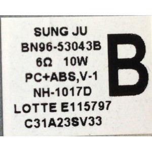 KIT DE BOCINAS (2 PIEZAS) / NUMERO DE PARTE BN96-53043B / BN63-19457X / 65085A / BN63-19457X001 / PANEL CY-TA075FMEV1H / DISPLAY BN96-52496A / MODELO QN75QN85 / QN75QN85AAFXZA / QN75QN85AAFXZA BA01